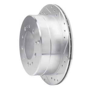 Lexus LX470 Brake Rotor (1) - Rear Right - R1 Concepts - Drilled & Slotted - Silver - `98-`07